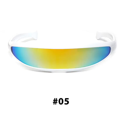 New Futuristic Narrow Cyclops Sunglasses Laser Eyeglasses UV400 Personality Mirrored Lens Costume Eyewear Men Gafas De Sol